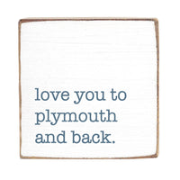 White and Blue Love you to Personalized Square Block Sign