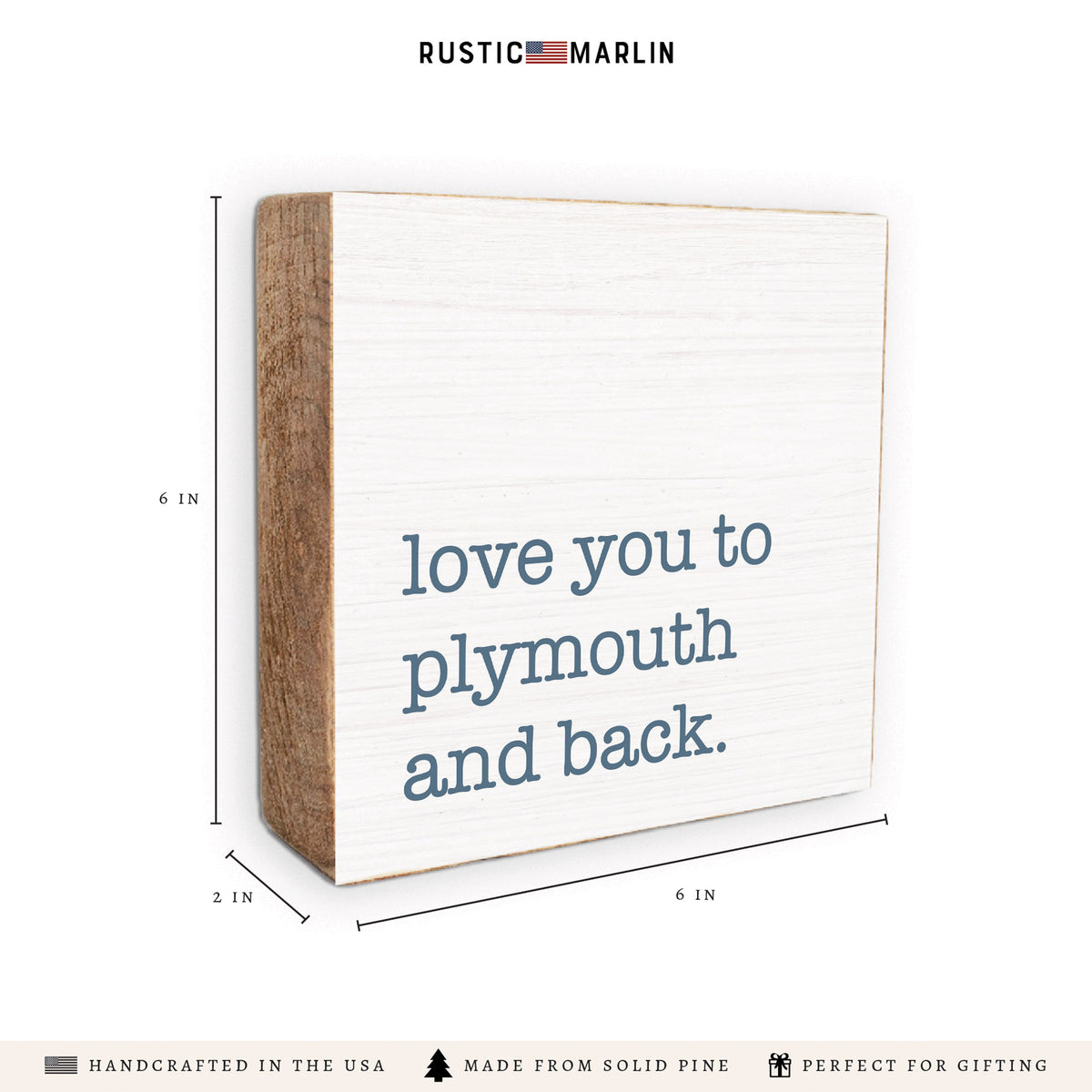 Love You To Blue Personalized Block Sign