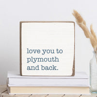 White and Blue Love you to Personalized Square Block Sign