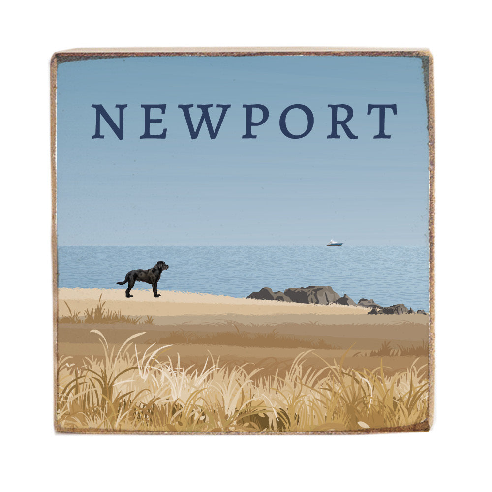 Dog Coastal Landscape Personalized Block Sign
