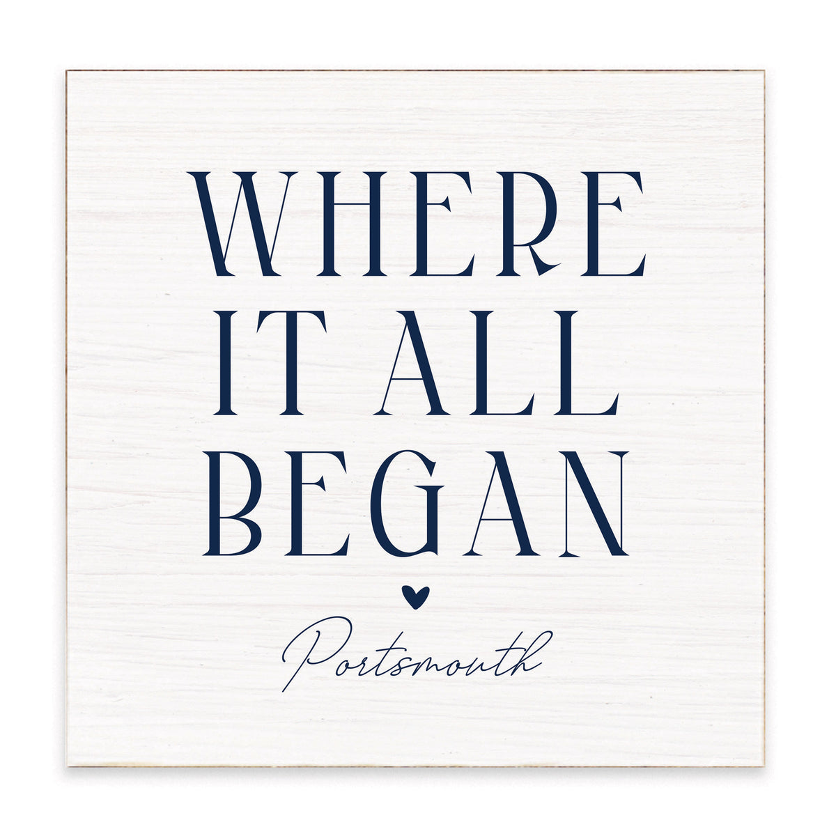 Where It All Began White/Navy Personalized Block Sign