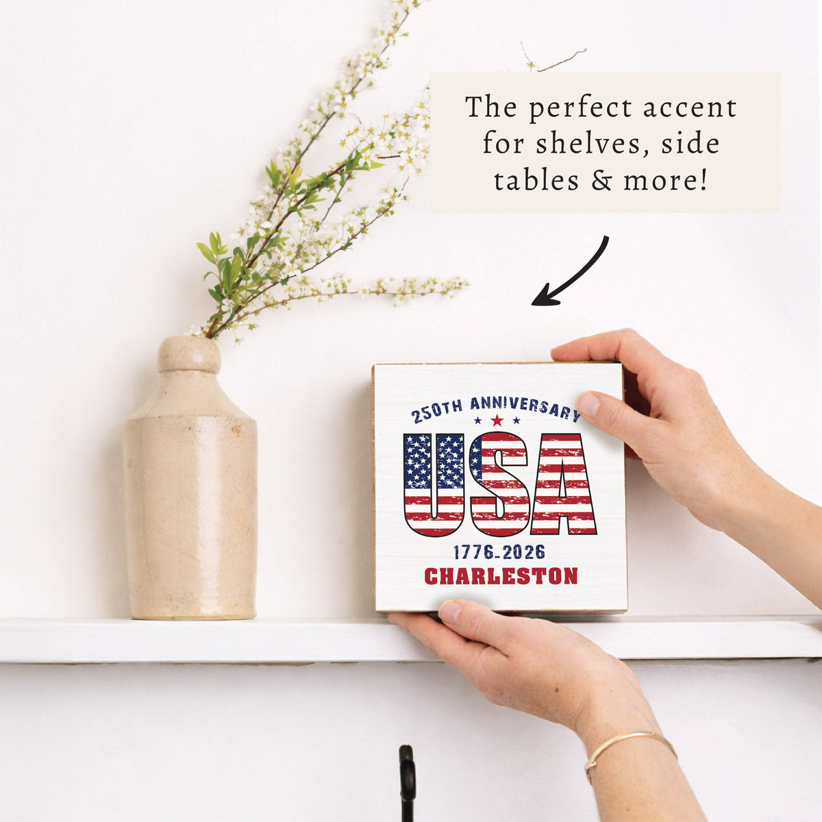 USA 250th Anniversary Personalized Block Sign