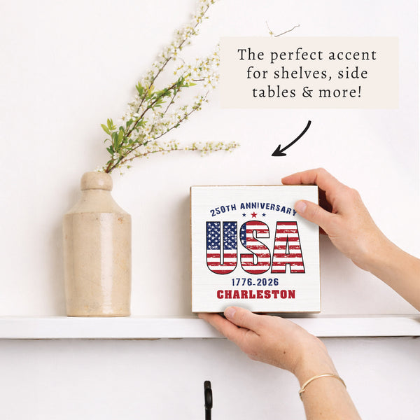 USA 250th Anniversary Personalized Block Sign