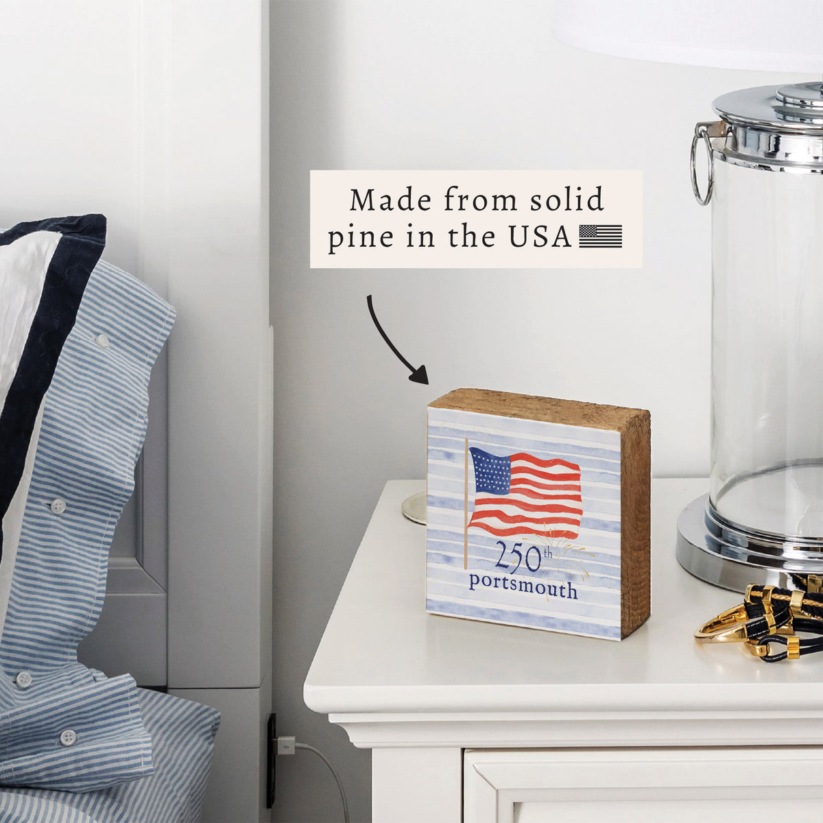 America 250 Flag Personalized Block Sign