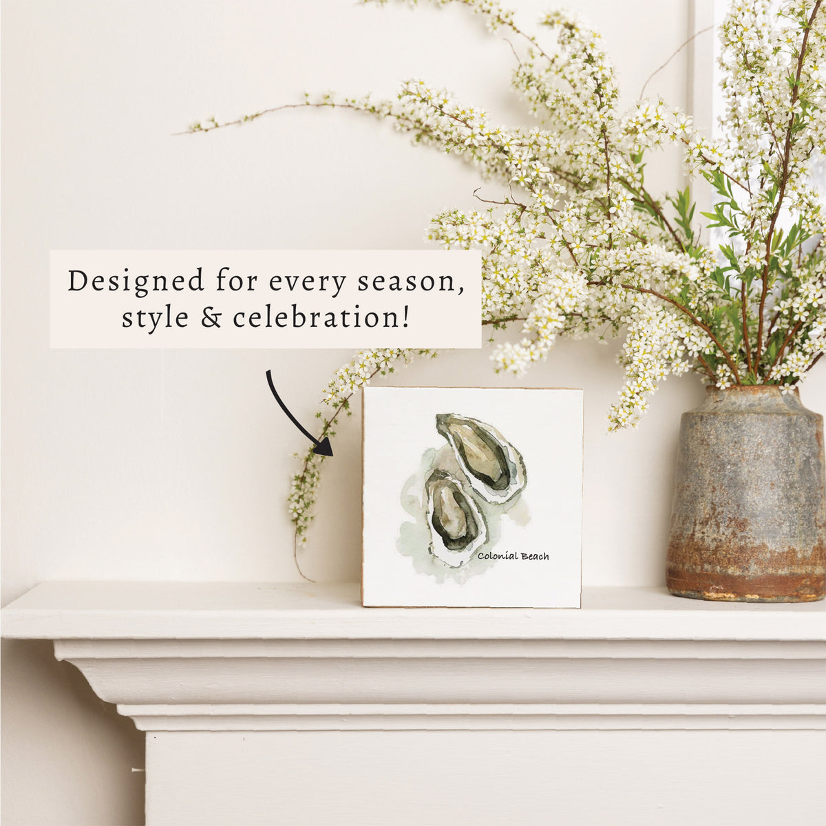 Watercolor Oysters Personalized Block Sign