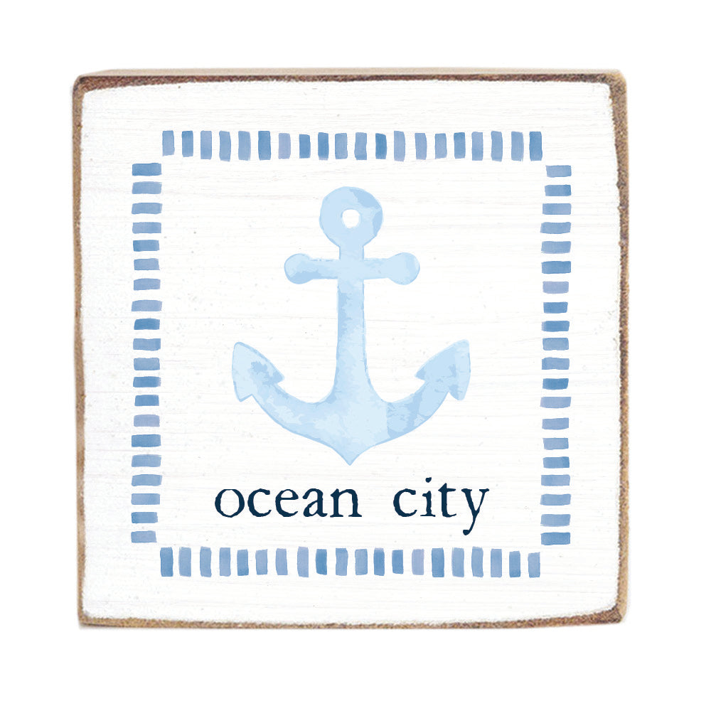 Blue Anchor Personalized Block Sign