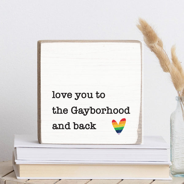 Love You To Rainbow Heart Personalized Block Sign