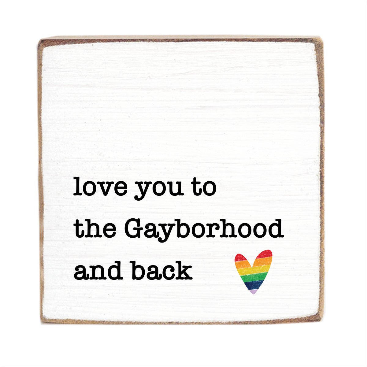 Love You To Rainbow Heart Personalized Block Sign