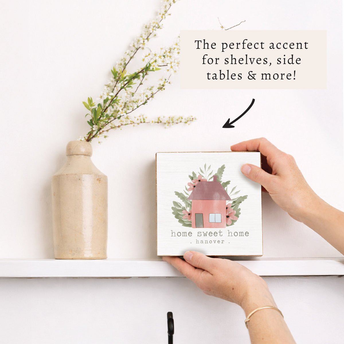 Blooming Home Sweet Home Personalized Block Sign