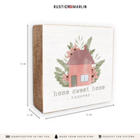 Blooming Home Sweet Home Personalized Block Sign