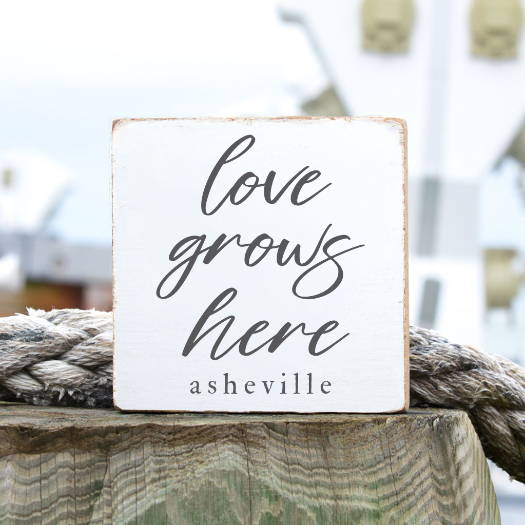 Love Grows Here Personalized Block Sign