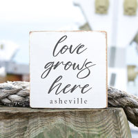 Love Grows Here Personalized Block Sign