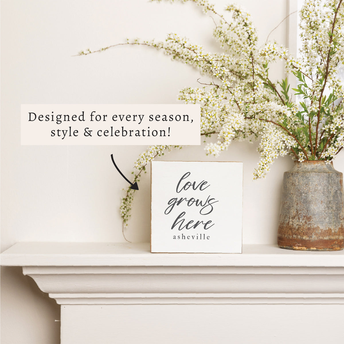 Love Grows Here Personalized Block Sign