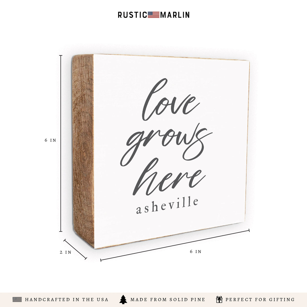 Love Grows Here Personalized Block Sign