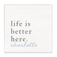 Life Is Better Here Personalized Block Sign