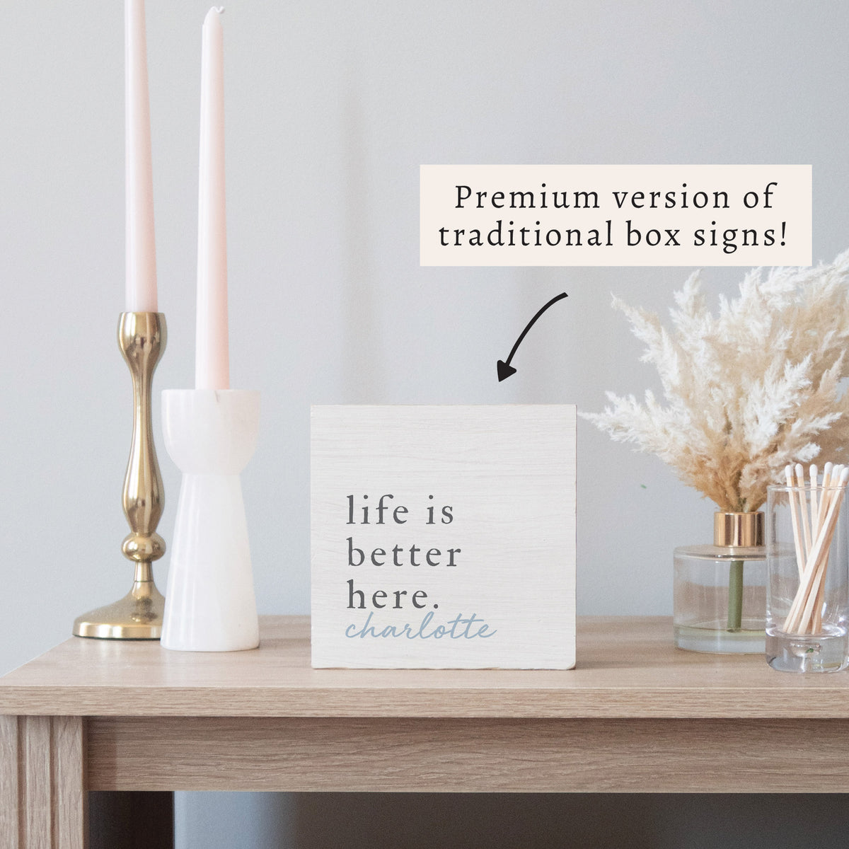 Life Is Better Here Personalized Block Sign