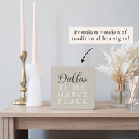 Happy Place Neutral Personalized Block Sign