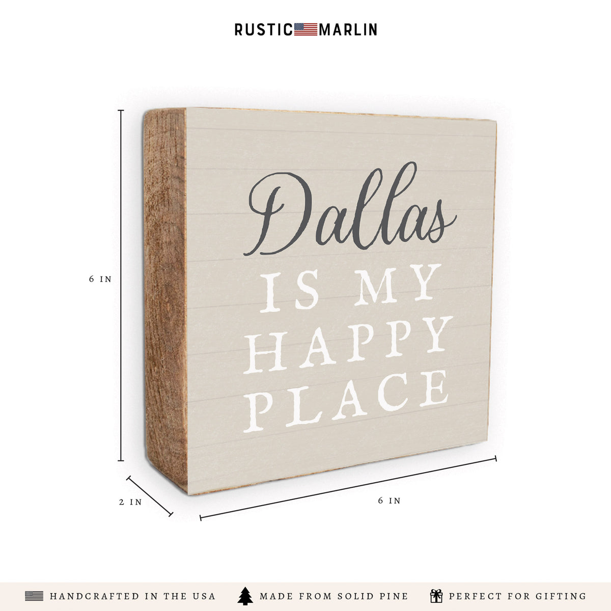 Happy Place Neutral Personalized Block Sign
