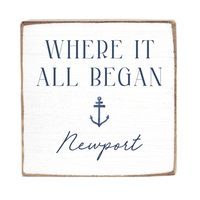 Where It All Began Anchor White/Navy Personalized Block Sign