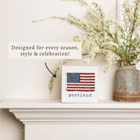 American Vintage Flag  Personalized Block Sign