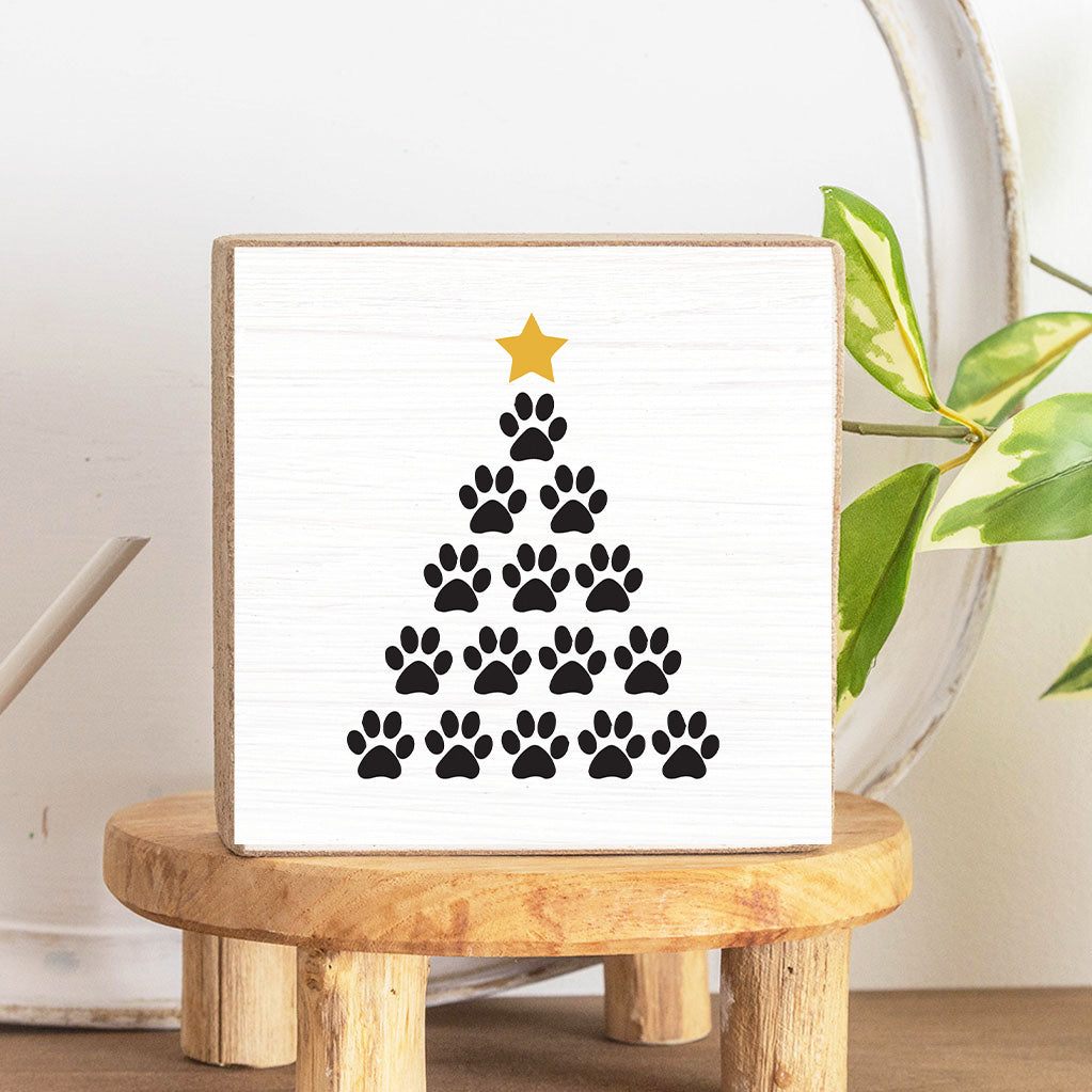 Paw Print Tree Decorative Wooden Block