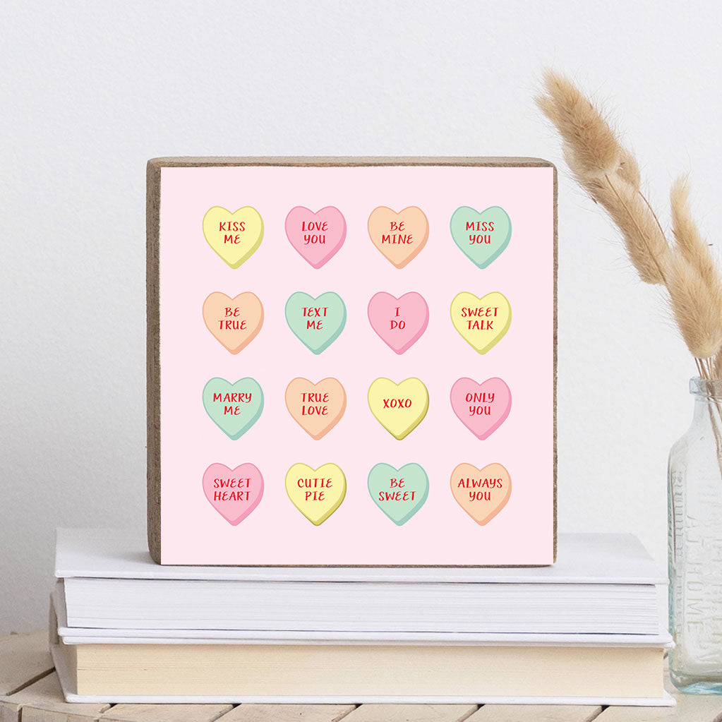 Conversation Hearts Block Sign