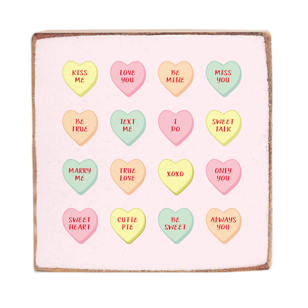Conversation Hearts Block Sign