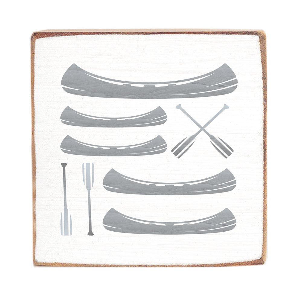 Vintage Canoes Square Block Sign