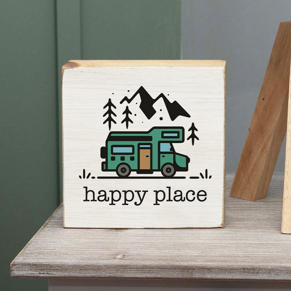 Happy Place RV Mountain Block Sign