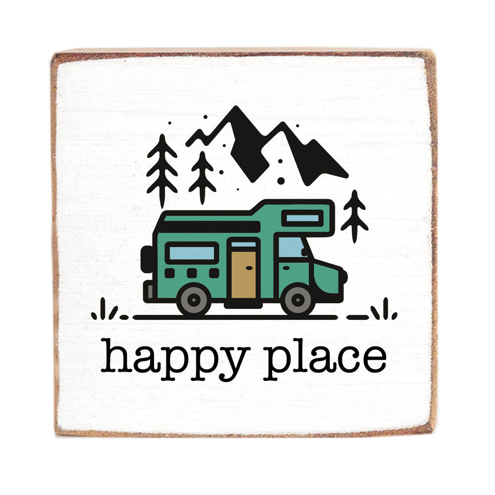 Happy Place RV Mountain Block Sign