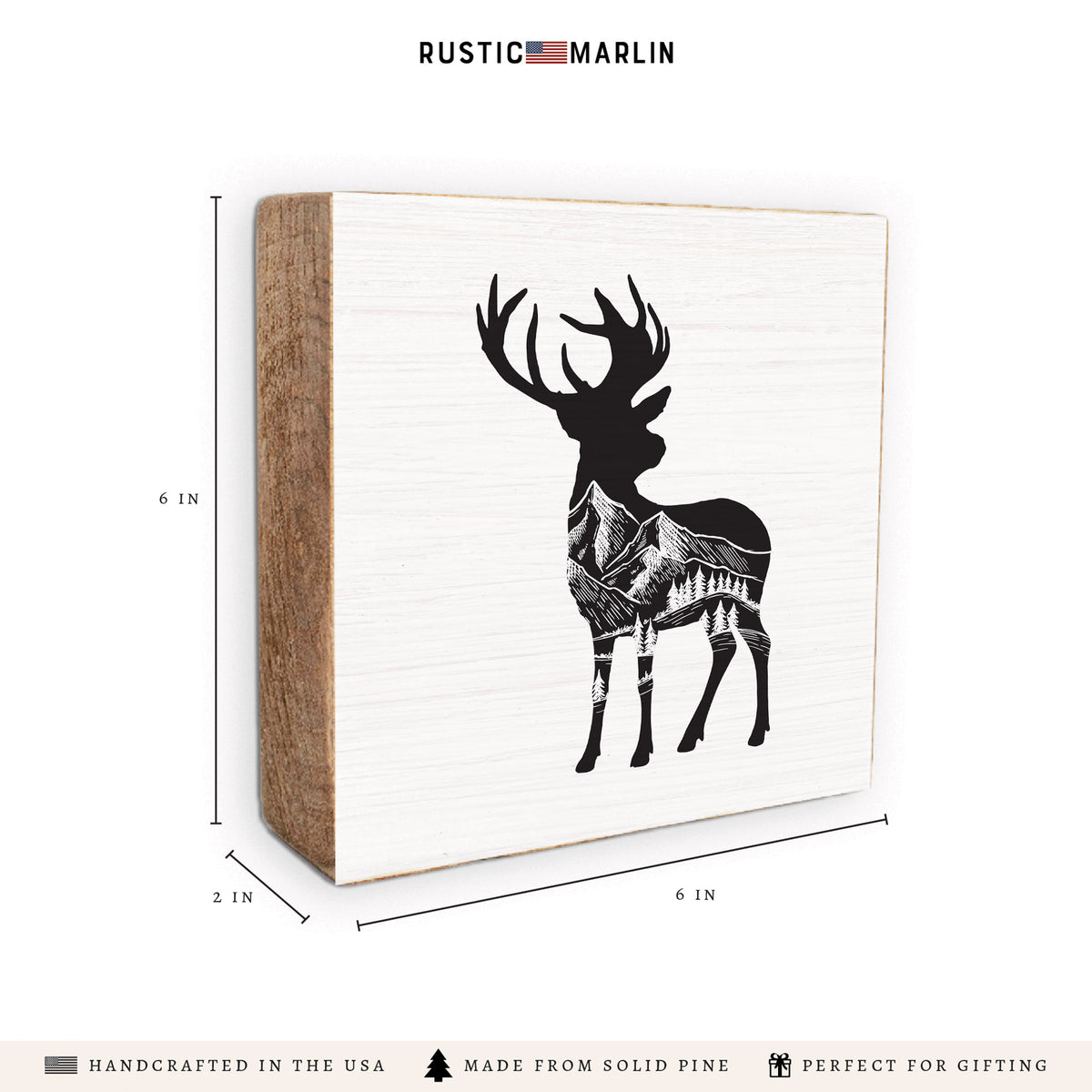 Mountains Deer Block Sign