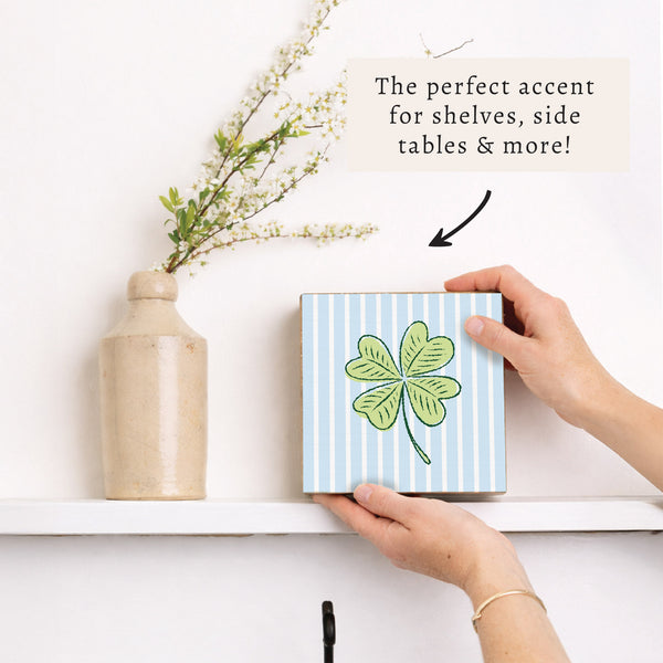 Preppy Shamrock Block Sign