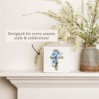 Morning Glory Floral Cross Block Sign