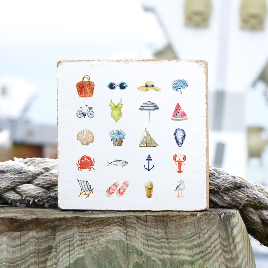 Beach Icons Block Sign