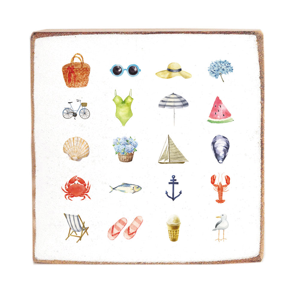 Beach Icons Block Sign