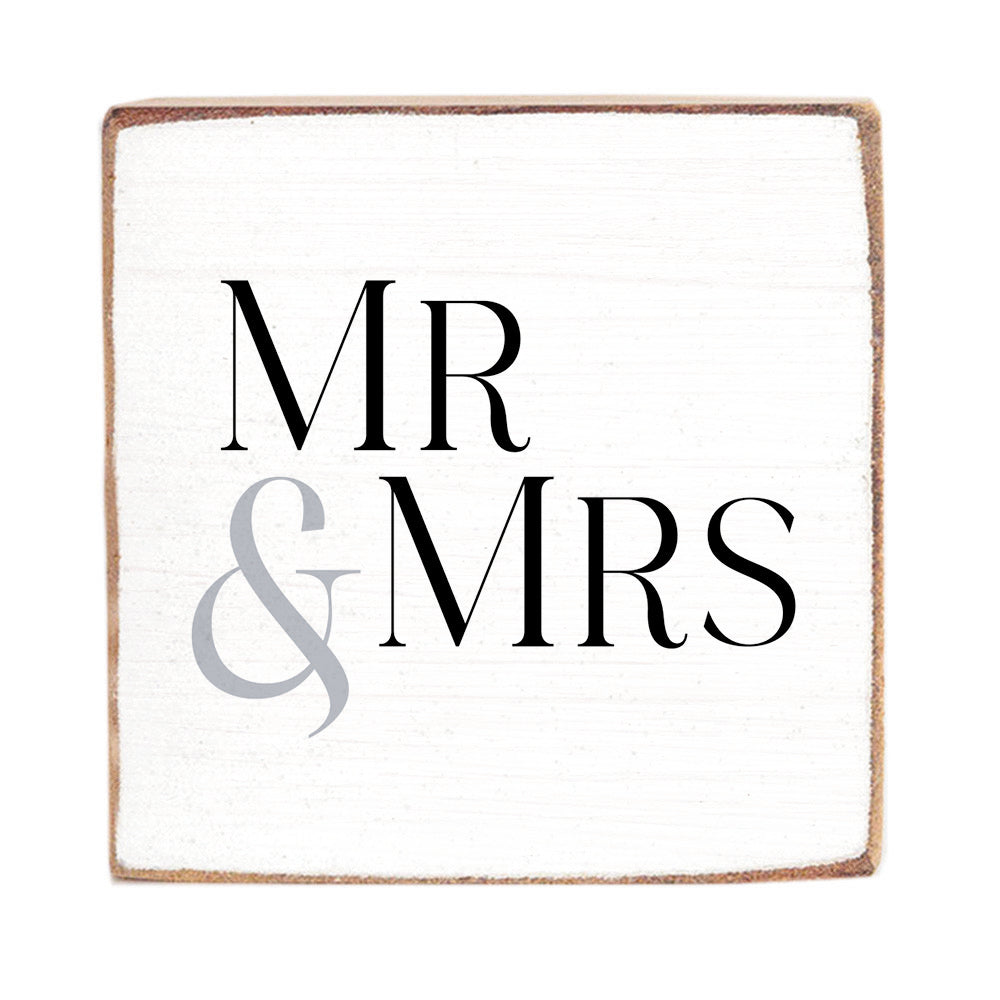 Mr & Mrs White/Black Block Sign