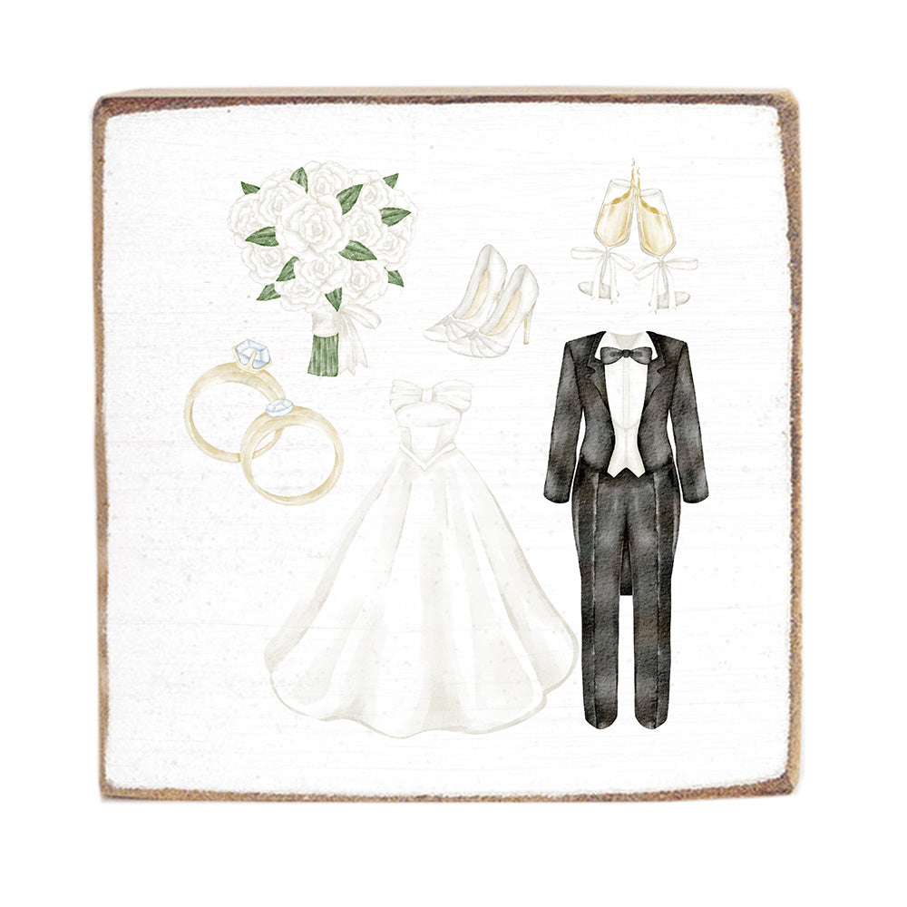 Wedding Icons Block Sign