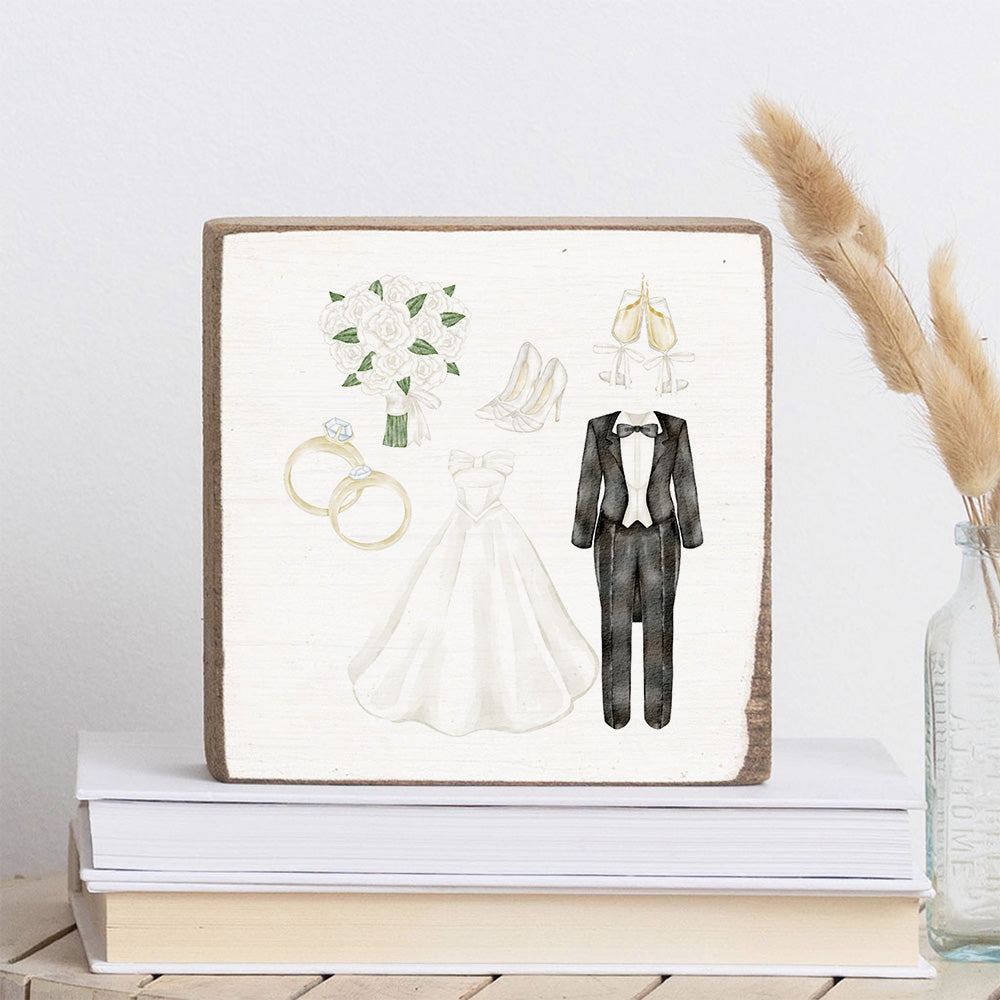 Wedding Icons Block Sign
