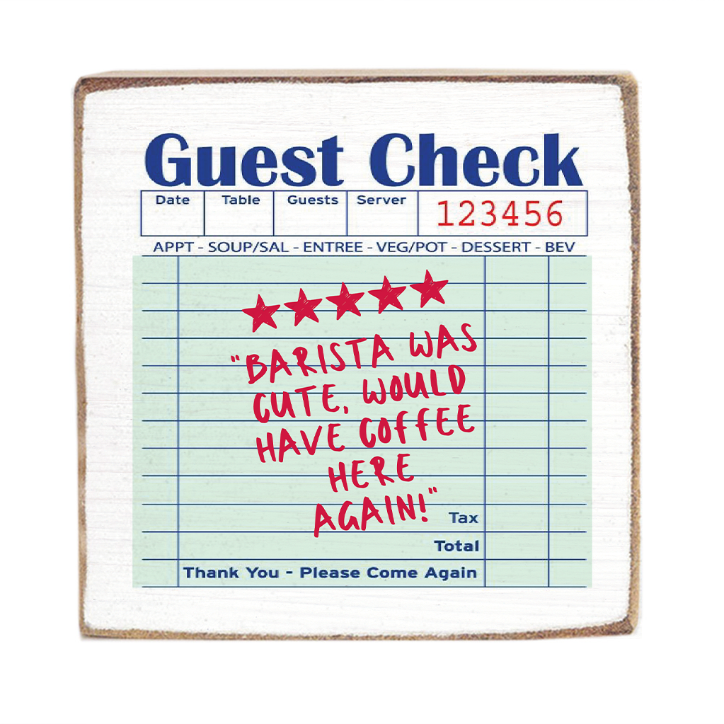 Guest Check Barista Block Sign