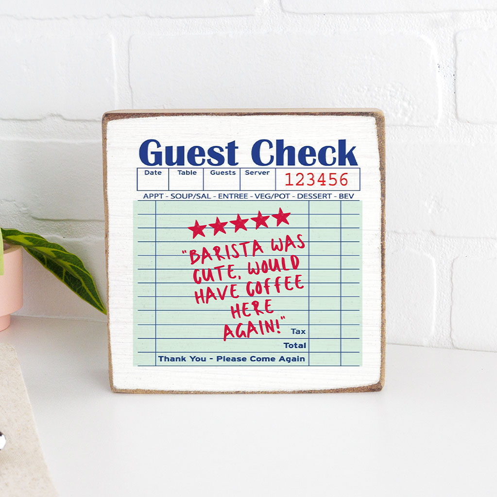 Guest Check Barista Block Sign
