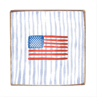 American Flag Watercolor Block Sign