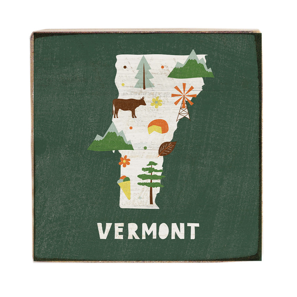 Vermont State Square Block Sign