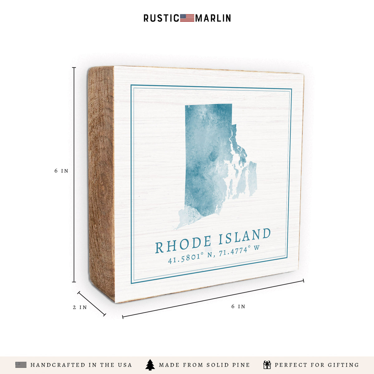 Rhode Island Watercolor Block Sign