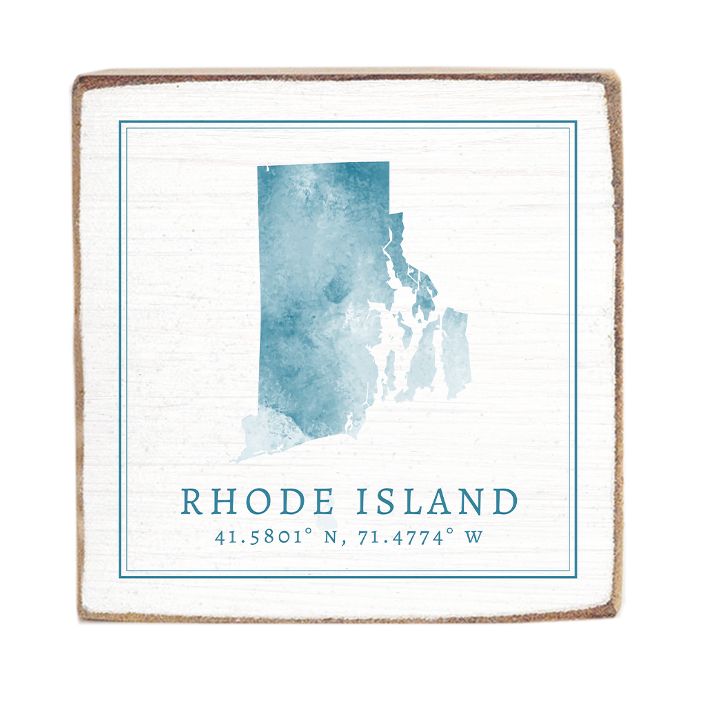 Rhode Island Watercolor Block Sign