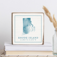 Rhode Island Watercolor Block Sign