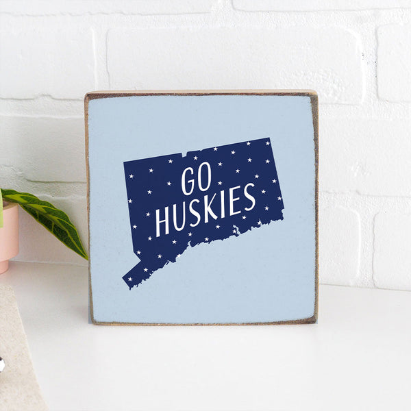 Connecticut Go Huskies Block Sign