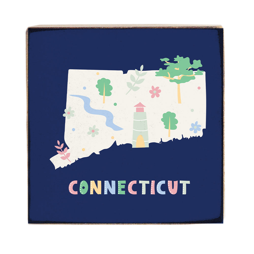 Connecticut State Icons Block Sign