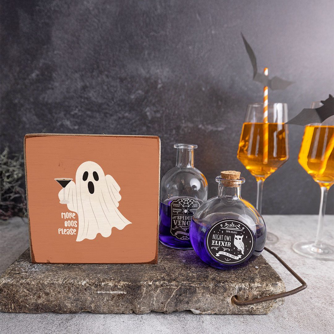 More Boos Please Halloween Square Block Sign