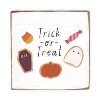 Trick Or Treat Halloween Square Block Sign