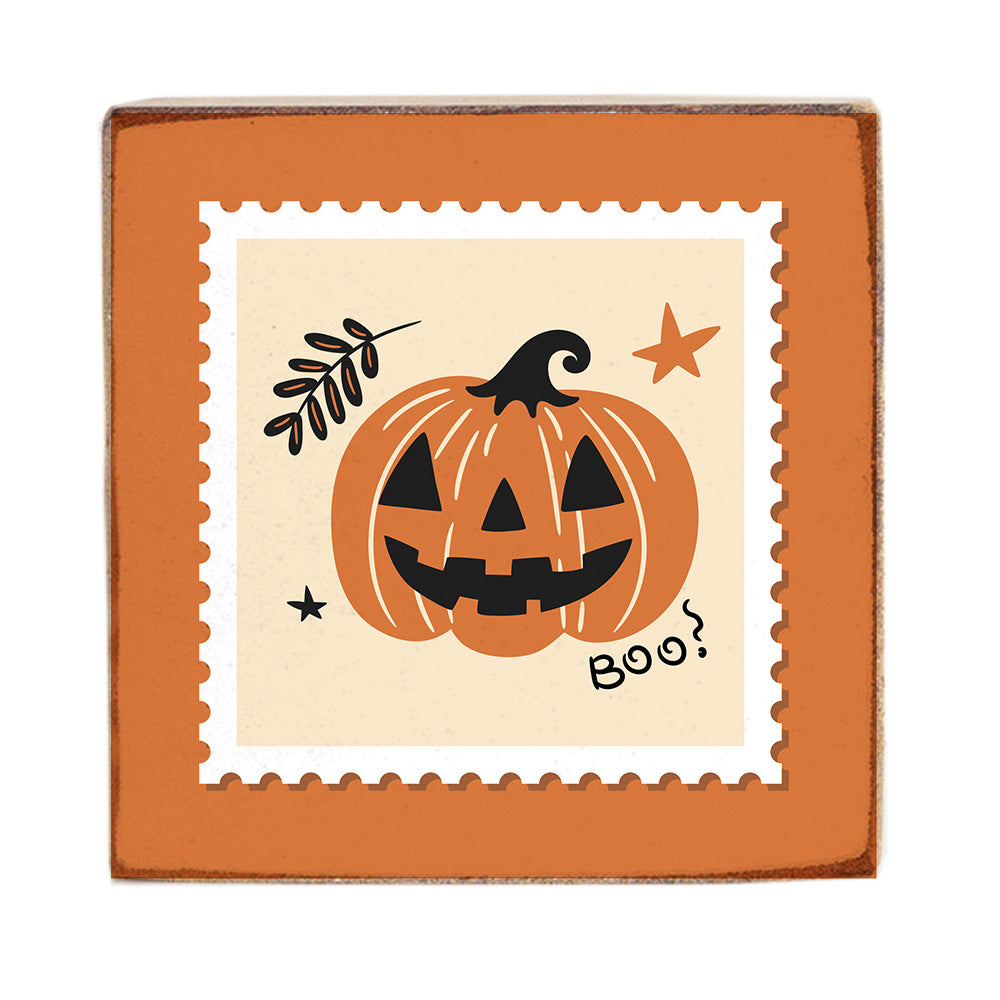 Pumpkin Boos Halloween Square Block Sign